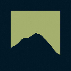 Leaf Green color Mountains rocks silhouette art logo design illustration