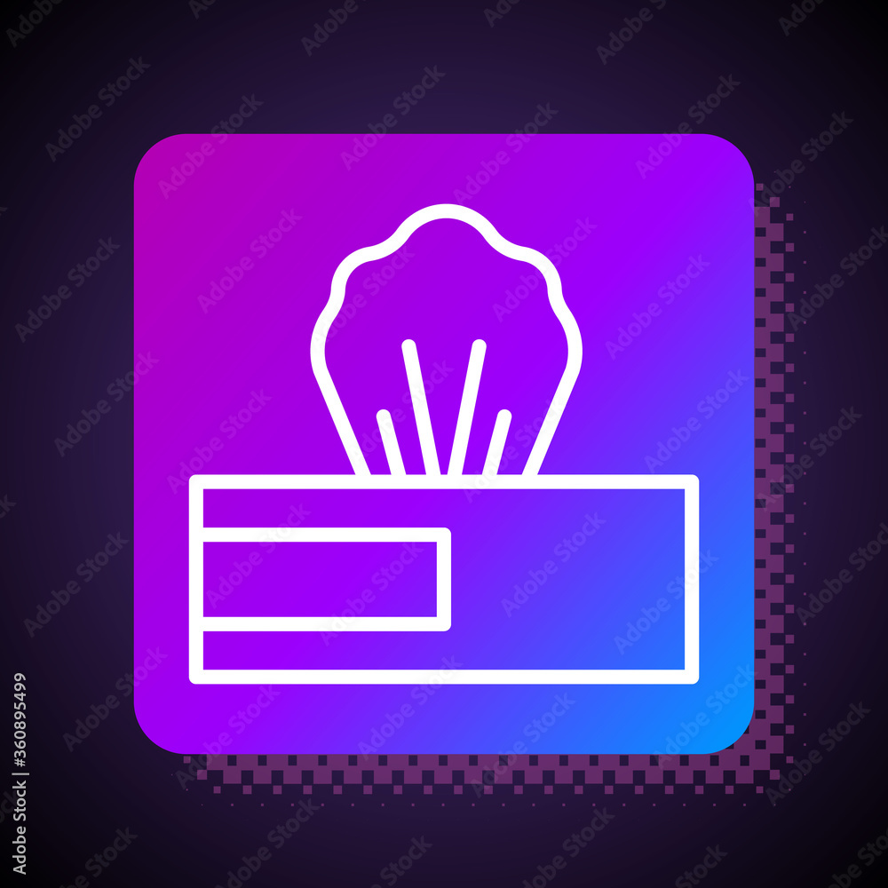 Aufkleber white line wet wipe pack icon isolated on black background. square color button. vector..