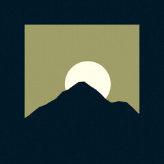Chardonnay color Mountains rocks silhouette art logo design illustration