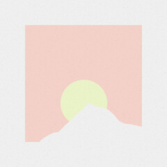 Blush Pink color Mountains rocks silhouette art logo design illustration