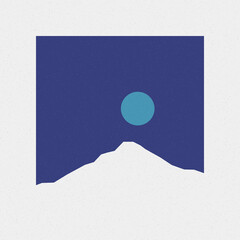 Blue Steel color Mountains rocks silhouette art logo design illustration