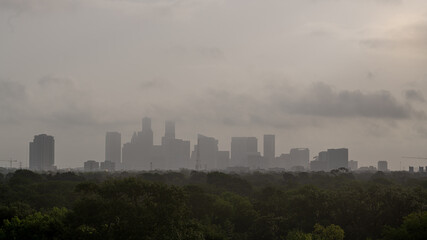 Fototapeta na wymiar Sahara dust cloud over downtown Houston skyline
