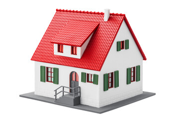 Miniature house isolated on a white background with clipping path. Real estate family home for sale.
