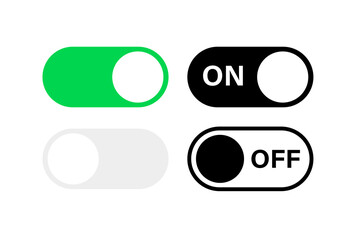Switch toggle buttons ON OFF. Vector isolated web elements. Mobile app interface switch buttons and icon. Stock vector.