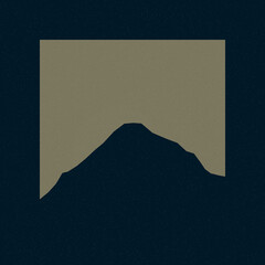 Dusty Blue color Mountains rocks silhouette art logo design illustration