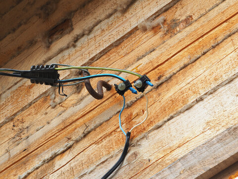 Branch Terminals Through Which Sip Wires Are Connected For The Power Plant In A Private Home. Construction And Electrification Concept