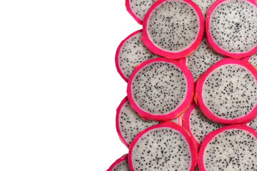 Sweet tasty dragon fruit or pitaya slices.