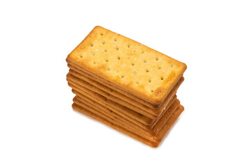 Cracker with salt isolated on white.