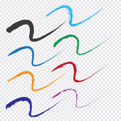 Colorful vector watercolor brush strokes. transparent background