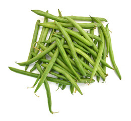 green beans on white background