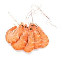 Boiled shrimps isolated on white