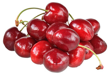 Heap sweet cherry close up isolated
