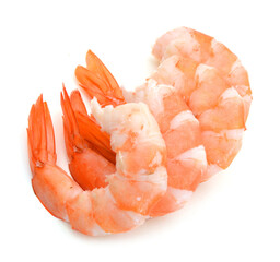 cooked unshelled tiger shrimps isolated on white