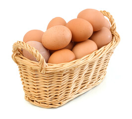 Raw eggs isolated on white background