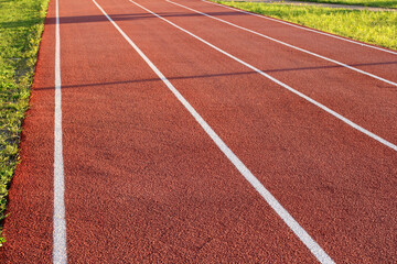 Fototapeta premium red running track in a stadium