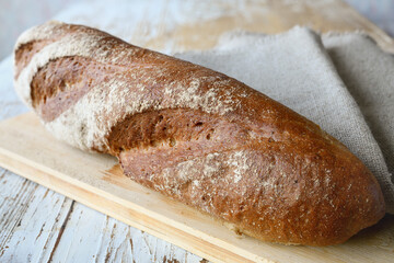 Grain bread and on a tabletop