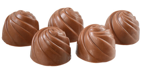 Chocolate sweetmeats close up isolated