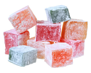 Turkish delight multicolored closeup isolated