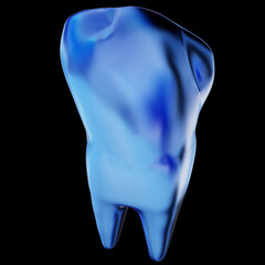 Gold tooth. 3d illustration. On a black background.