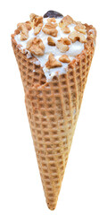 Ice cream in waffle cone isolated