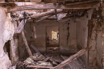 interior of a dilapidated room