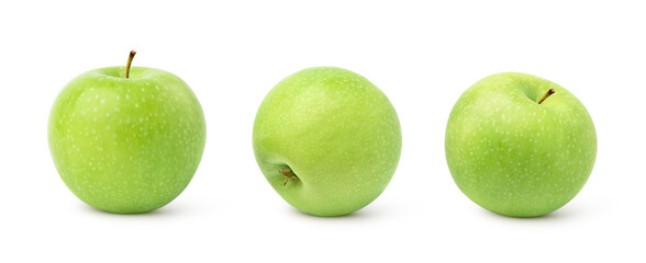 Collection of Green Apple isolated on white background. Clipping path.
