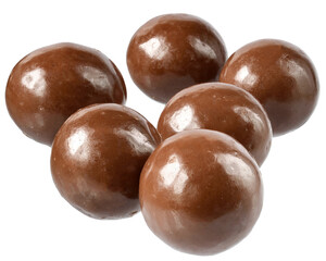 Chocolate balls close up isolated