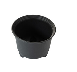 Black flower pot isolated on white background