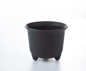 Black flower pot isolated on white background