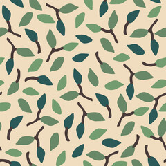 Artistic seamless pattern with abstract leaves. Modern design