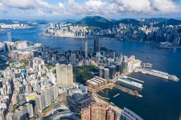 Fototapeta na wymiar Aerial panoramic view of Hong Kong