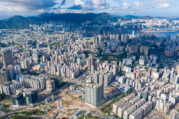 Aerial panoramic view of Hong Kong