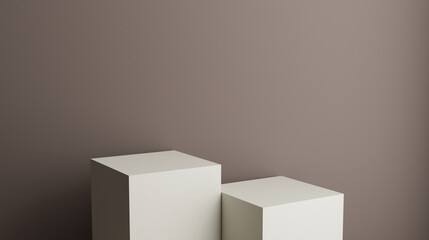 minimal cosmetics square stand in pastel background,3d rendering design