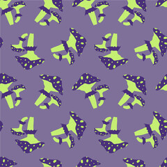 Magic mushrooms seamless pattern. Neon mushrooms background. Halloween