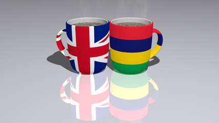 placed on a cup of hot coffee in a 3D illustration with realistic perspective and shadows mirrored on the floor