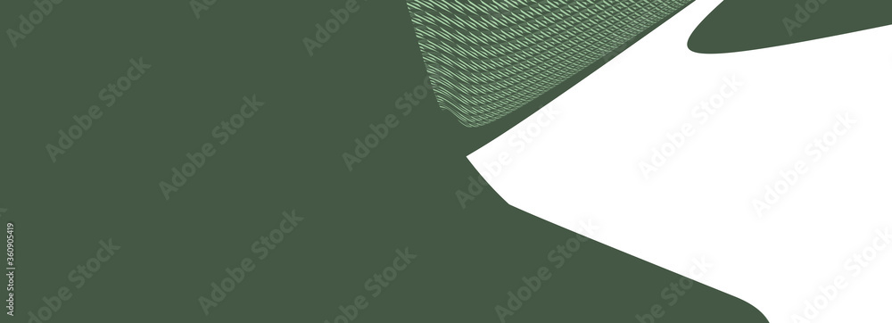 Poster ultra wide 3d illustration of a geometrical shape of pale green color on a white abstract background