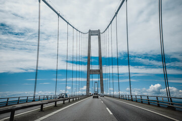 Pylon of the longest European Suspension bridge (Storebaeltsbroen) between the Danish islands of Zealand and Funen