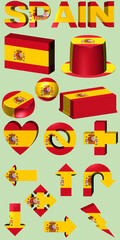 SPAIN NATIONAL FLAG 3D TEXT AND SHAPES 