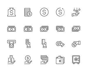 business and money icons line pixel perfect vector illustration