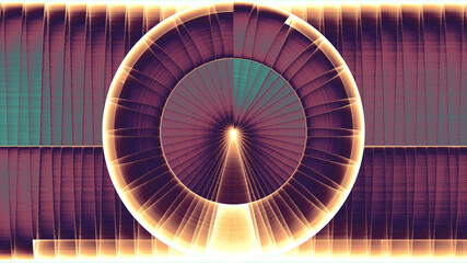 Rendu d'un travail numérique, représentant la naissance d'une rose géométrique colorée.