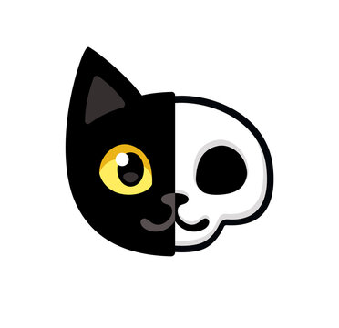 Cartoon cat head skull
