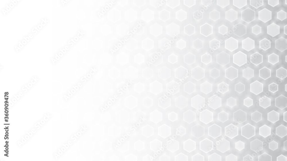 Poster abstract white hexagon background. hexagonal pattern. gray gradient backdrop. neutral business prese