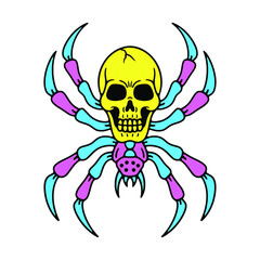 color spider skull on a white background