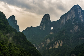 Fototapeta na wymiar Hole in a holy rock of Tianmen Mountain