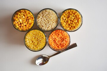 Raw daal lentils in glass jar