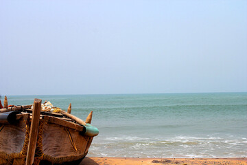 Empty fishing boat on beach