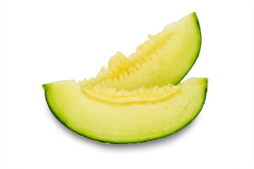 Melon,cantaloupe slices isolated on white background. This has clipping path. 