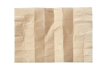 Folded beige paper sheet isolated on white background