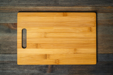 old wooden cutting board, top view