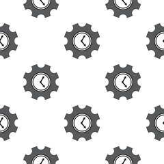Gear clock pattern seamless. Time, watch, schedule, business, management, plan, work and urgency concept. Stock vector illustration isolated on white background
